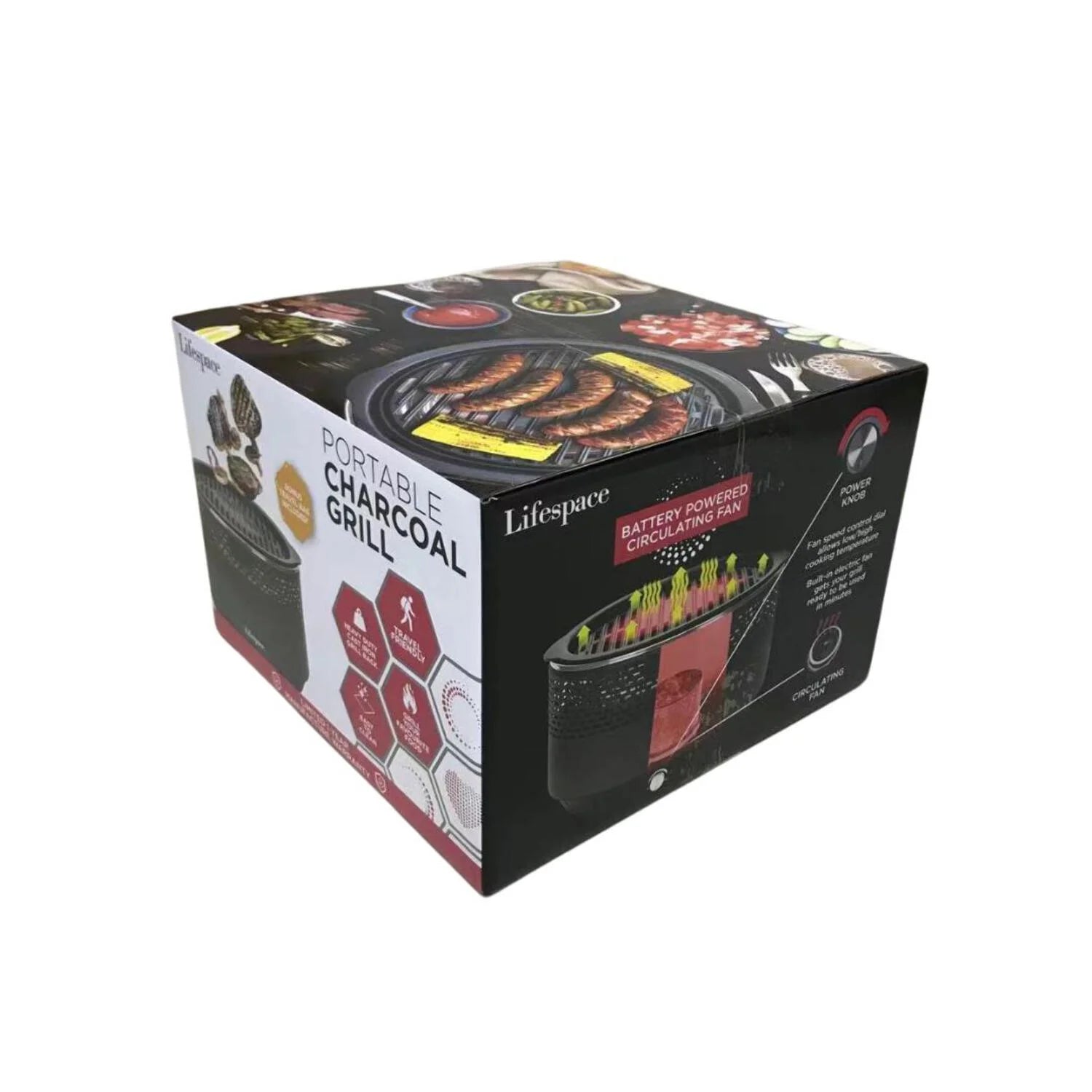 Portable Lightweight Charcoal Grill with FREE Dome Lid & Carry Bag